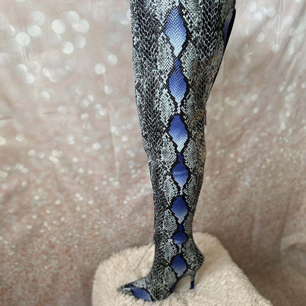 Brand New Thigh High Snake Print Boots